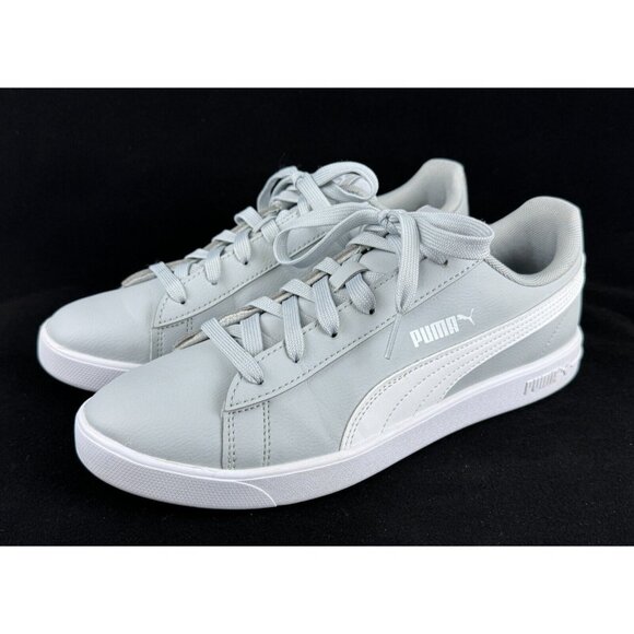 Puma Smash Womens Size 8 Light Gray Sneaker Lace Up Shoes Low Top Leather Upper - Picture 1 of 12